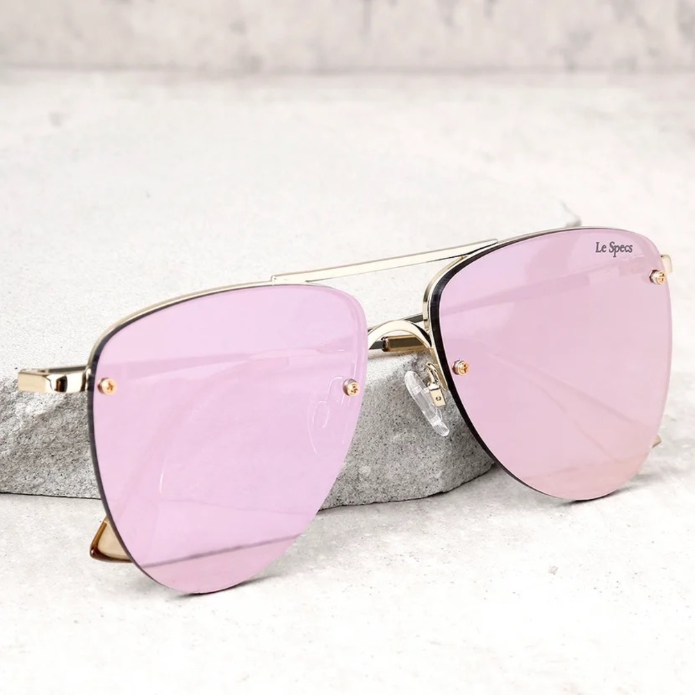LeSpecs The Prince Pink and Gold Mirrored Glasses